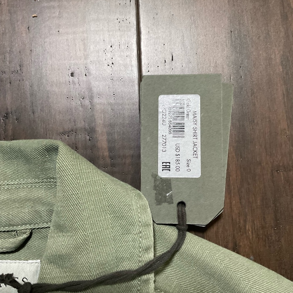AllSaints Maisy Cotton Denim Shirt Jacket Khaki Green Long Sleeve Size 0 - Picture 3 of 8